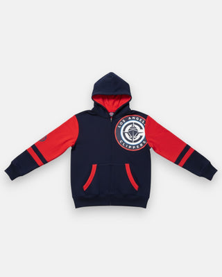 LA Clippers Youth Colorblock Logo Full-Zip Hoodie