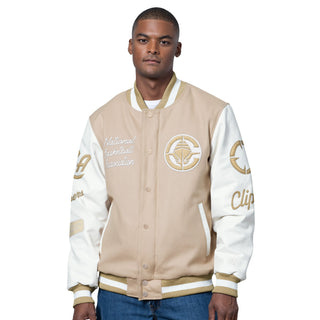 Beige Two - Tone Heavy Hitter Varsity Jacket - Apparel - Beige/White - 20-000198-S