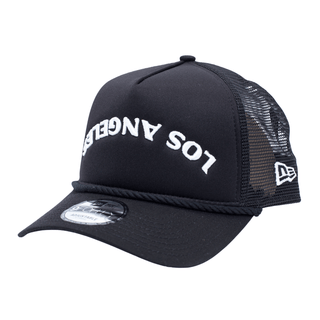 Black Los Angeles Rope Mesh Trucker Hat - Headwear - Black - 60 - 000086