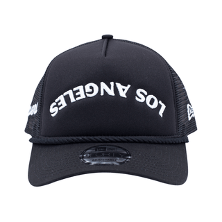 Black Los Angeles Rope Mesh Trucker Hat - Headwear - Black - 60 - 000086
