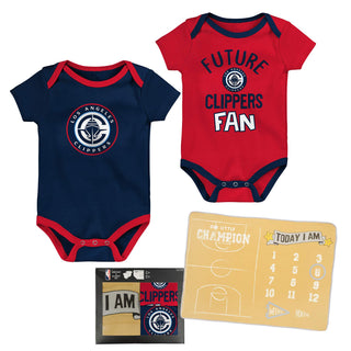 Clippers Onesie and Milestone Blanket Gift Set - LA CLIPPERS TEAM STOREOuterstuff42 - 000002 - 0 - 3M