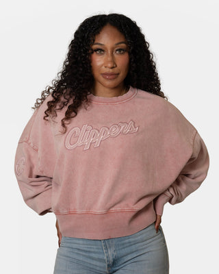 Clippers Script Vintage Wash Crewneck - Apparel - Washed Pink - 30-000096-XS