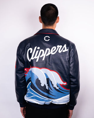 Clippers Wave Leather Jacket - Apparel - Navy - 20-000429-S