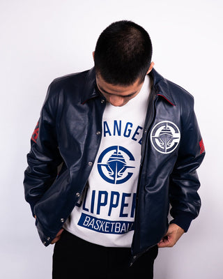 Clippers Wave Leather Jacket - Apparel - Navy - 20-000429-S