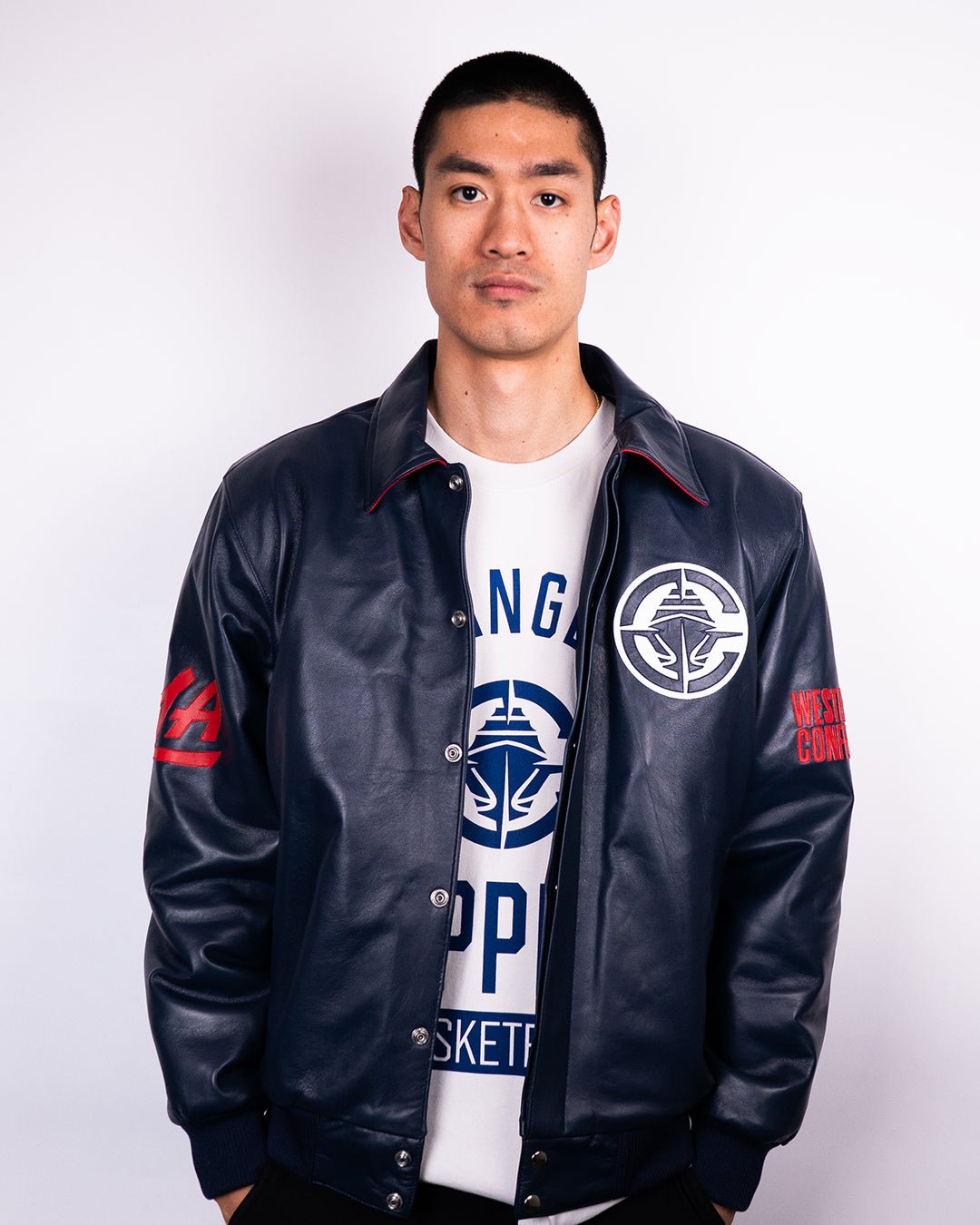 Clippers Wave Leather Jacket - Apparel - Navy - 20-000429-S