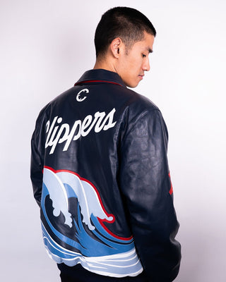 Clippers Wave Leather Jacket - Apparel - Navy - 20-000429-S