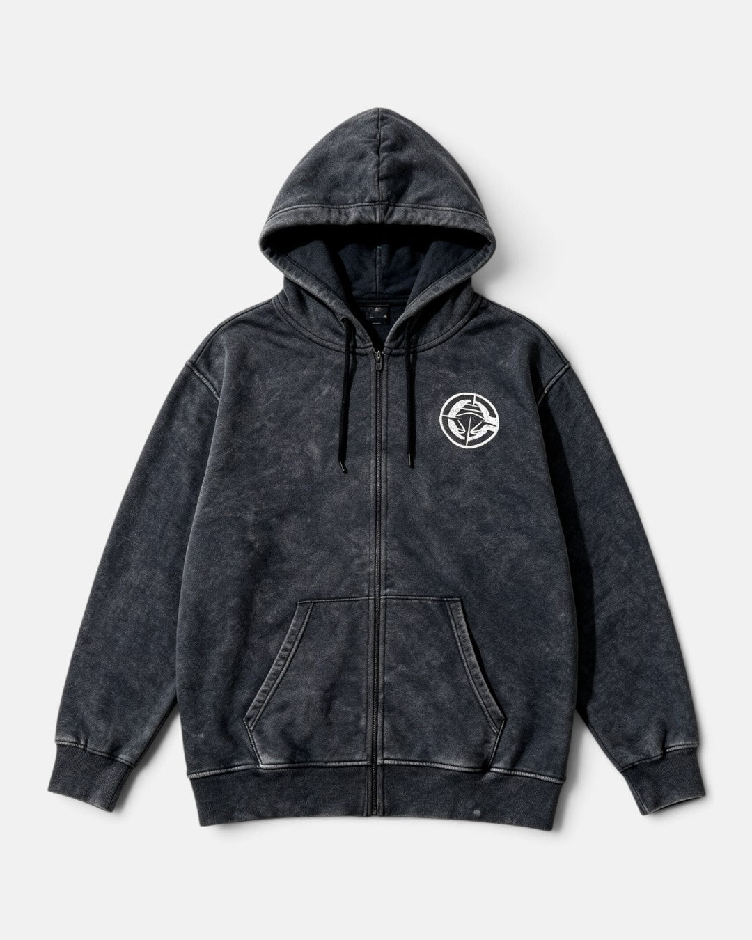 Full Zip Mineral Wash Hoodie - Jackets - S - 20-000552-S