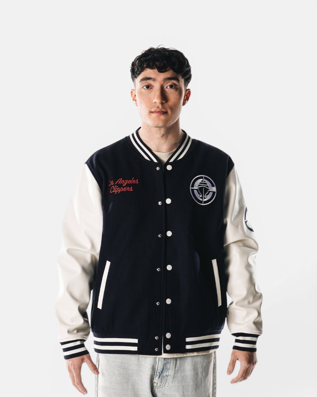 LA Clippers Leather Varsity Jacket - Navy - 20-000157-S