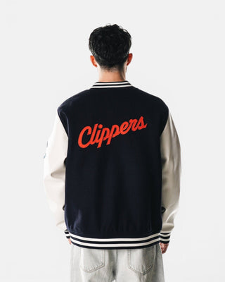 LA Clippers Leather Varsity Jacket - Navy - 20-000157-S