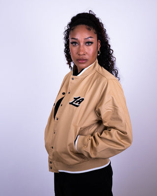 LA Clippers Women's Heritage Script Varsity Jacket - Apparel - Khaki - 30-000138-XS