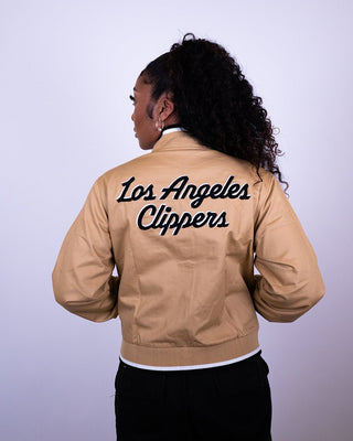 LA Clippers Women's Heritage Script Varsity Jacket - Apparel - Khaki - 30-000138-XS