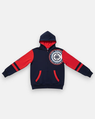LA Clippers Youth Colorblock Logo Full - Zip Hoodie - Apparel - Navy - 40-000083-S