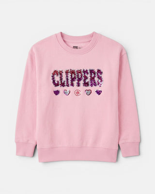 LA Clippers Youth Flip Sequin Crewneck - Apparel - XS(4/5) - 40-000104-XS(4/5)
