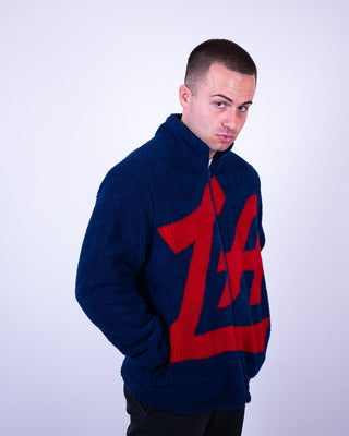 Los Angeles Clippers "Midnight" Oversized Logo Sherpa Jacket - Apparel - Navy - 20-000241-S