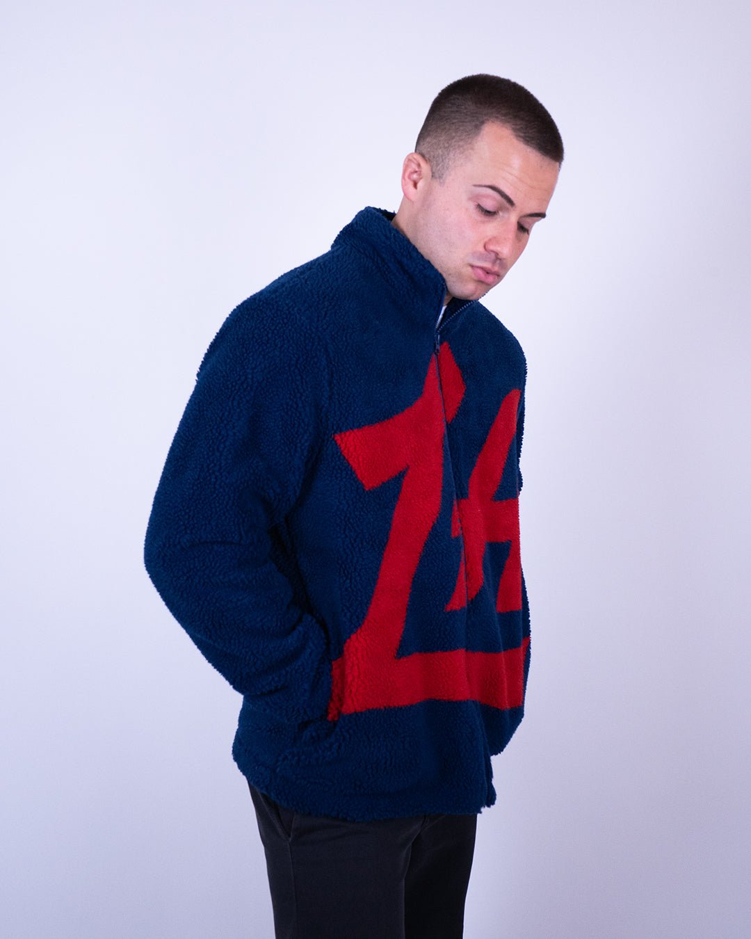 Los Angeles Clippers "Midnight" Oversized Logo Sherpa Jacket - Apparel - Navy - 20-000241-S