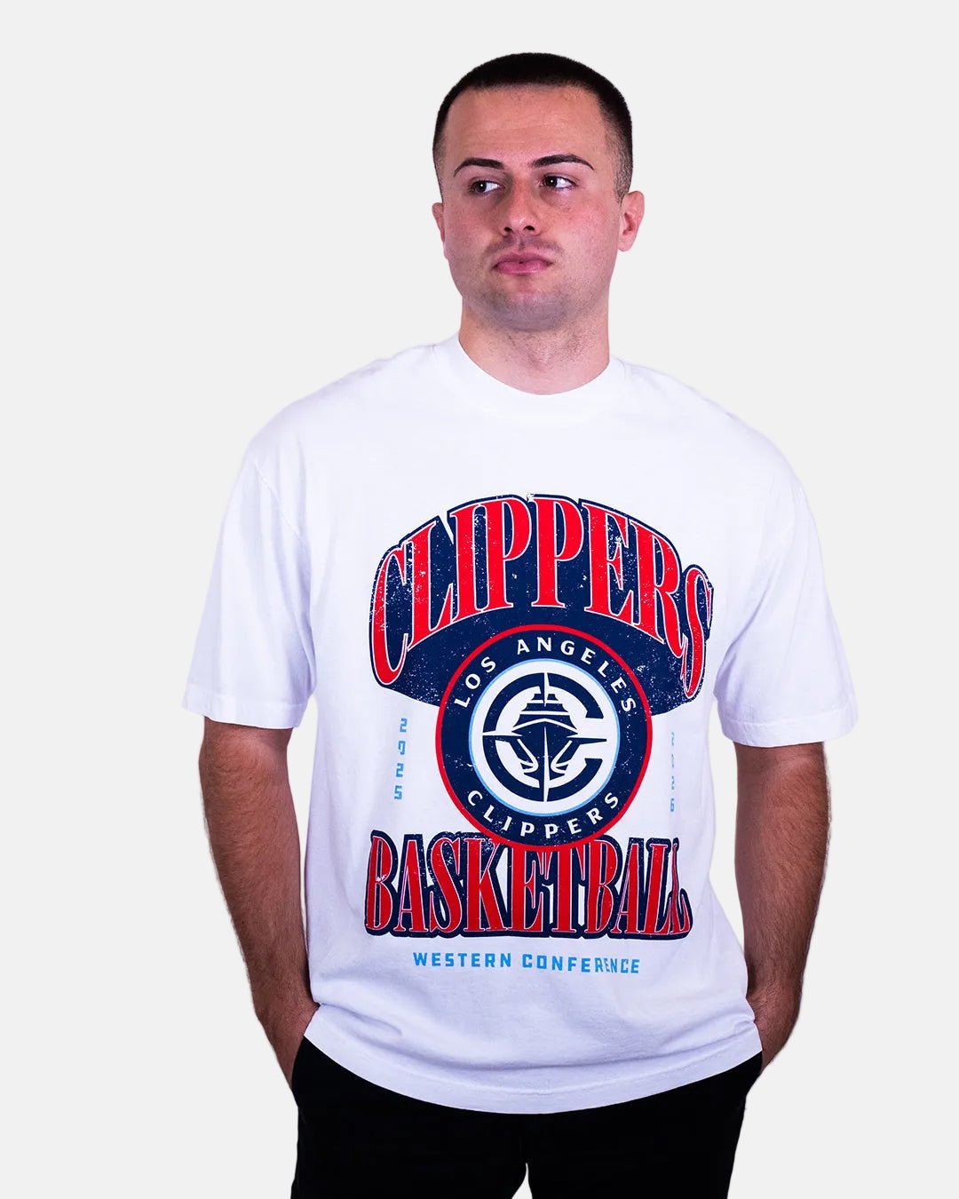 Los Angeles Clippers Vintage Arch Tee - Apparel - White - 20-000464-S