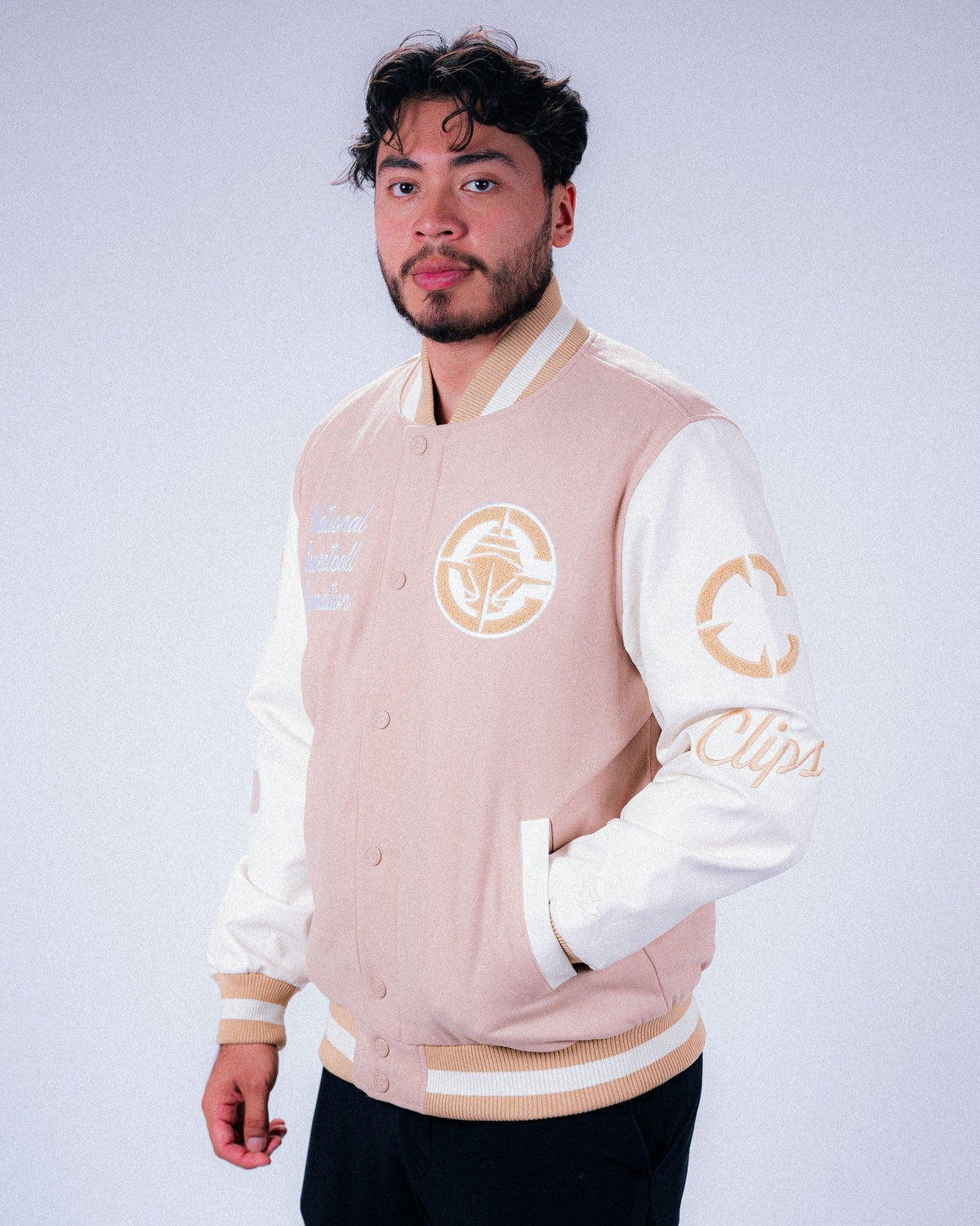 Los Angeles Clippers Vintage Varsity Jacket - Apparel - Cream - 20-000198-S