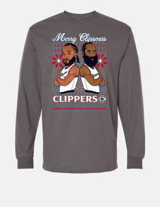 Merry Clipmas Kawhi & Harden Long Sleeve Tee - Apparel - S - 20-000424-S