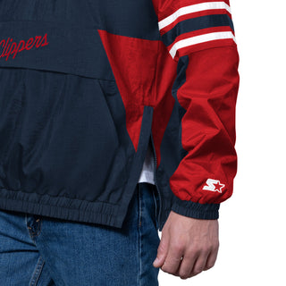 Navy Clippers Half - Zip Pullover Windbreaker - Apparel - Navy/Red - 20-000194-S