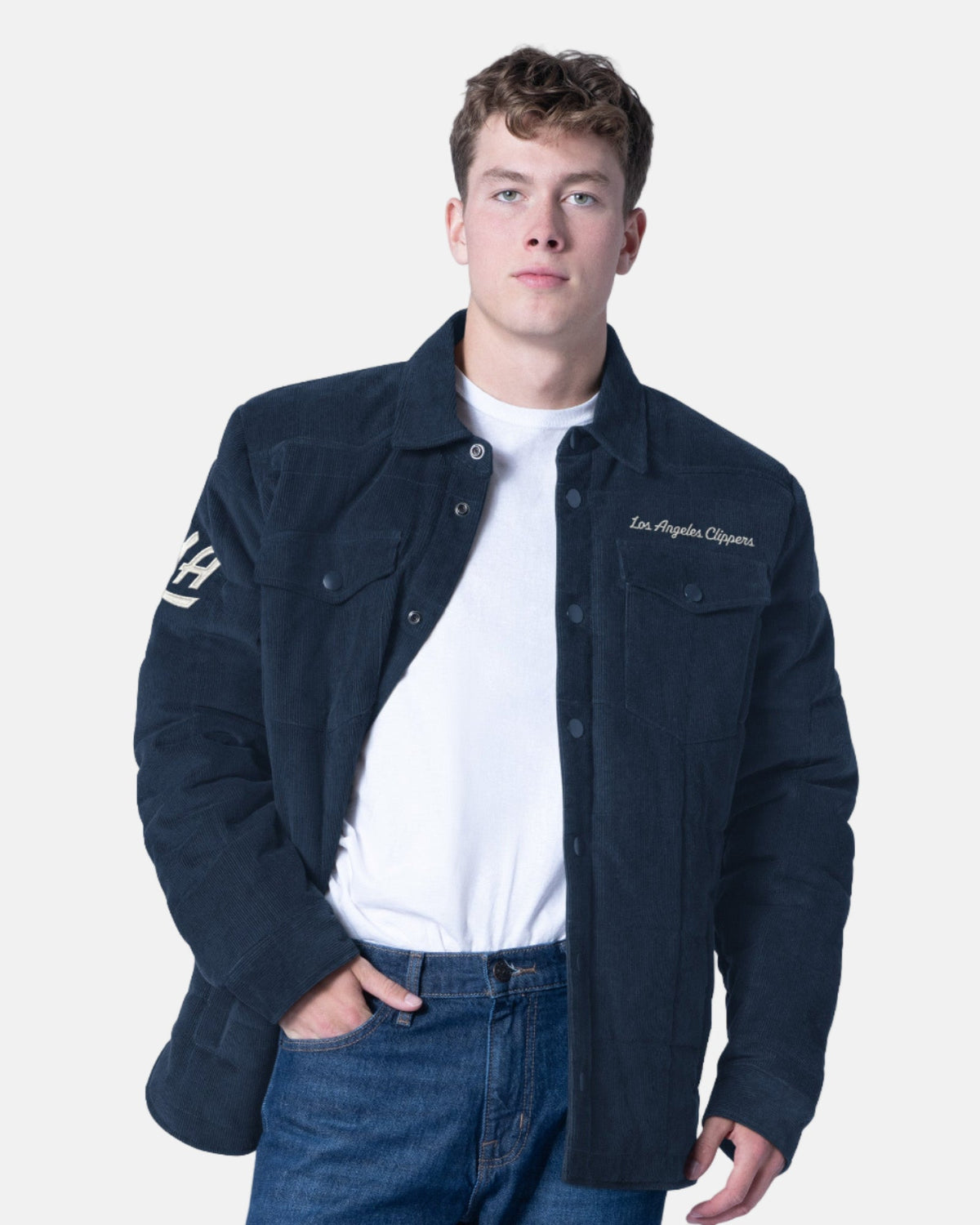 Navy Clippers Script Corduroy Quilted Shacket - Apparel - Navy - 20-000196-S