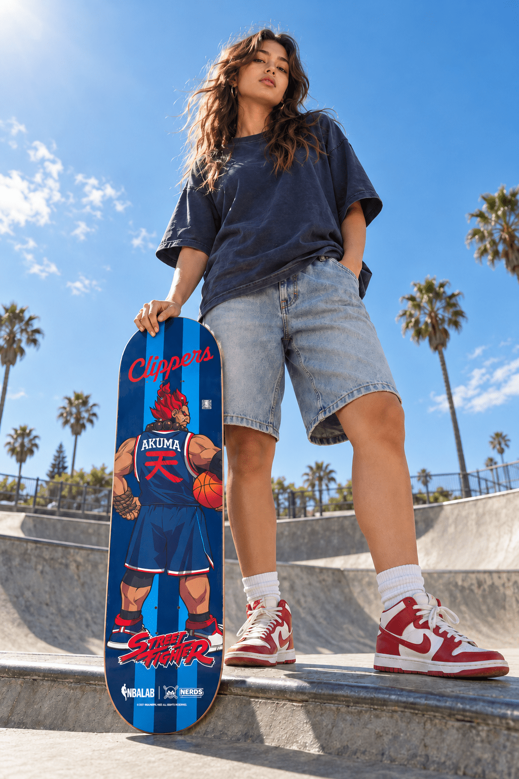 Pre-Order | LA Clippers x Street Fighter Akuma Skate Deck - Skate Decks - 84-000004