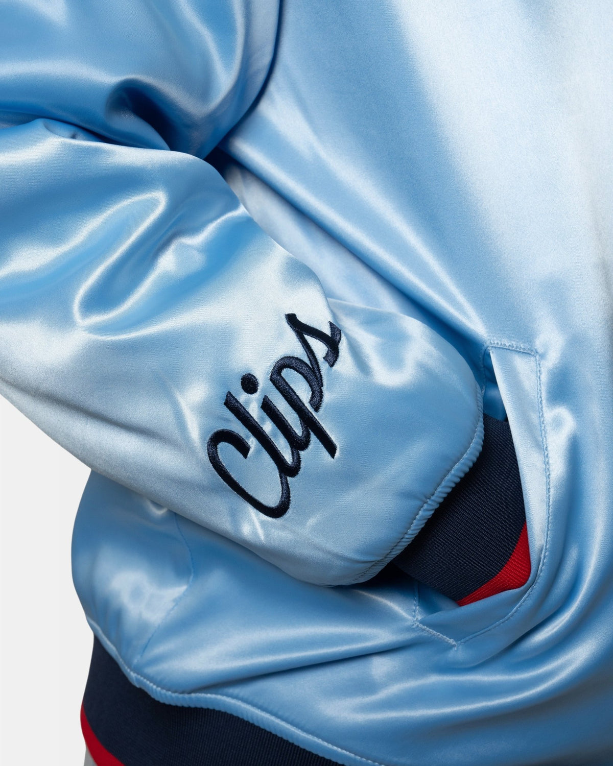 Womens Baby Blue Satin Pearl Bomber Jacket - Apparel - Pacific Blue - 30-000090-XS