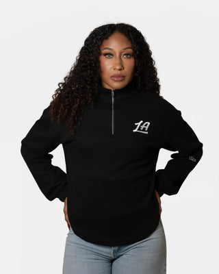 Women’s Black Quarter - Zip Long Sleeve Top - Apparel - Black - 30-000098-XS