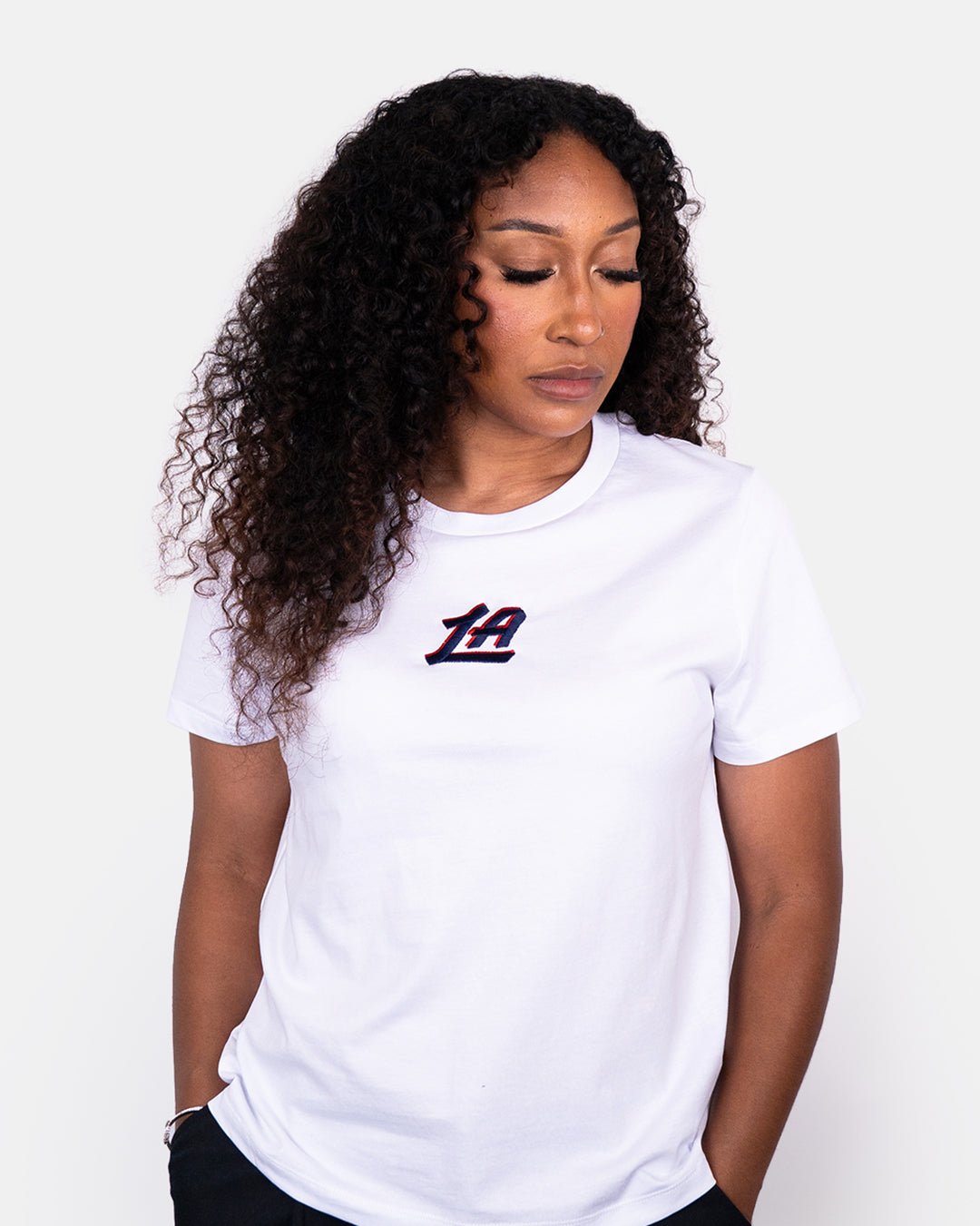 Women's Courtside Supply LA Logo Classic Fit Tee - Apparel - White - 30-000142-XS