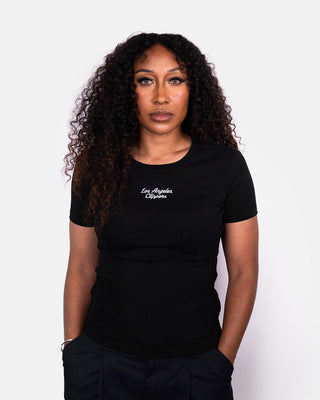 Women's Courtside Supply Stack Script Rib Tee - Apparel - Black - 30-000129-XS