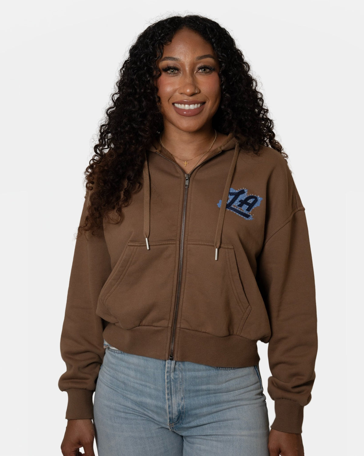 Women's LA Clippers Full - Zip Fleece Hoodie - Apparel - Brown - 30-000139-XS