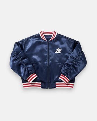 Women's LA Clippers Retro Satin Varsity Bomber Jacket - Apparel - Navy - 30-000141-XS