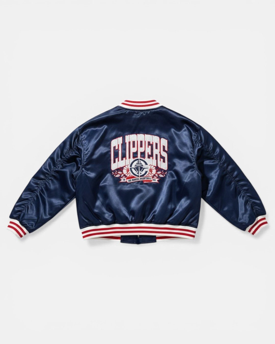 Women's LA Clippers Retro Satin Varsity Bomber Jacket - Apparel - Navy - 30-000141-XS