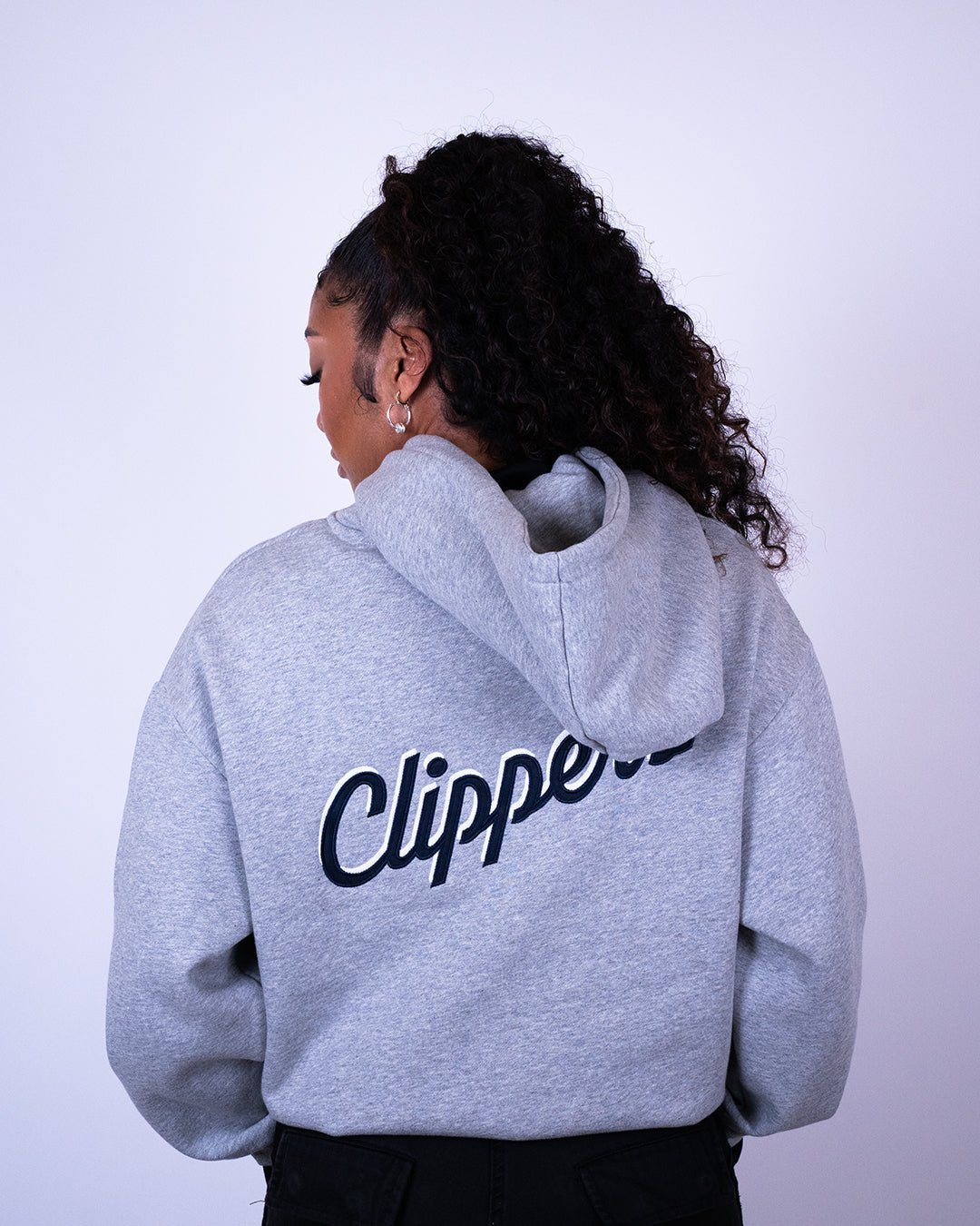 Women's LA Clippers Script Logo Zip - Up Hoodie - Heather Grey - Apparel - Heather Gray - 30-000136-XS