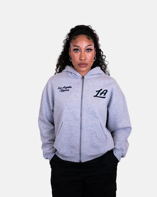 Women's LA Clippers Script Logo Zip - Up Hoodie - Heather Grey - Apparel - Heather Gray - 30-000136-XS