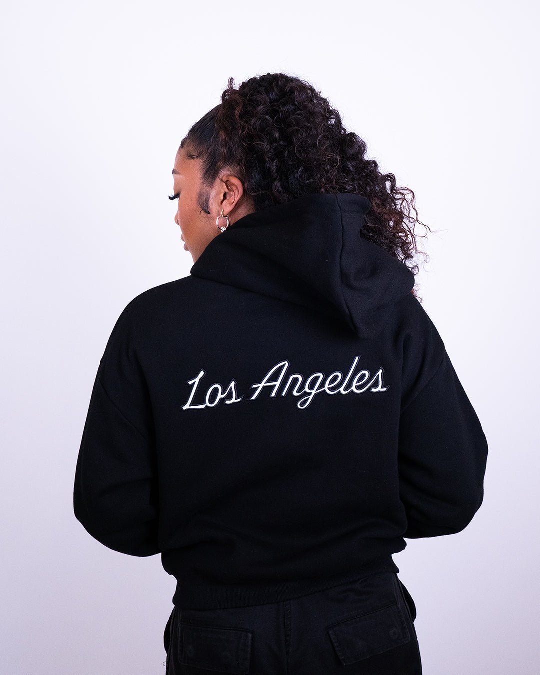 Women's Los Angeles Clippers "LA" Script Zip - Up Hoodie - Apparel - Black - 30-000137-XS