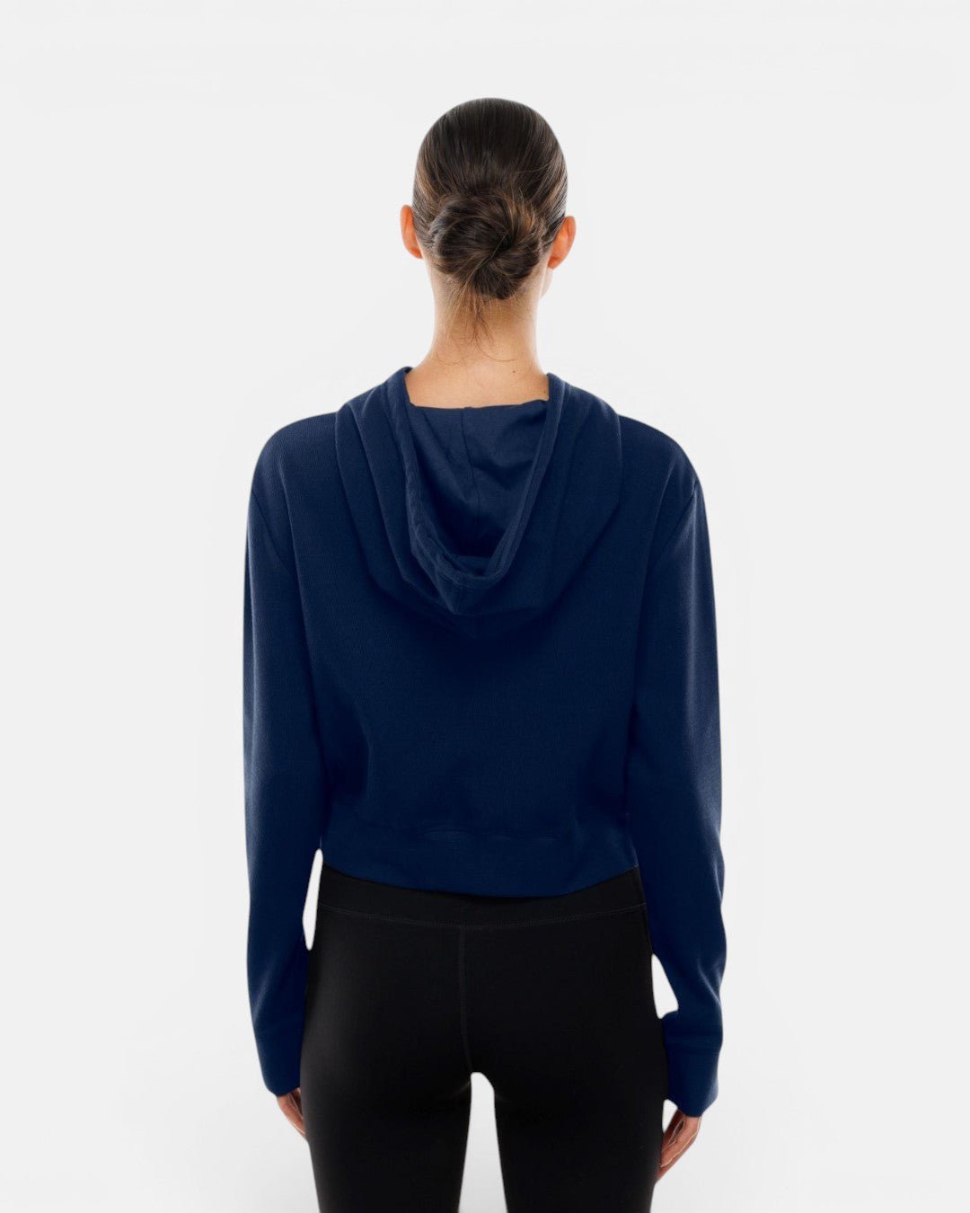 Womens Navy Cropped Full Zip Hoodie - Apparel - Navy - 30-000085-XS