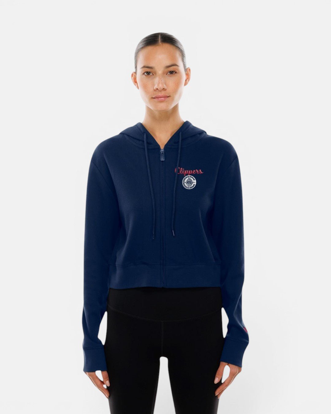 Womens Navy Cropped Full Zip Hoodie - Apparel - Navy - 30-000085-XS