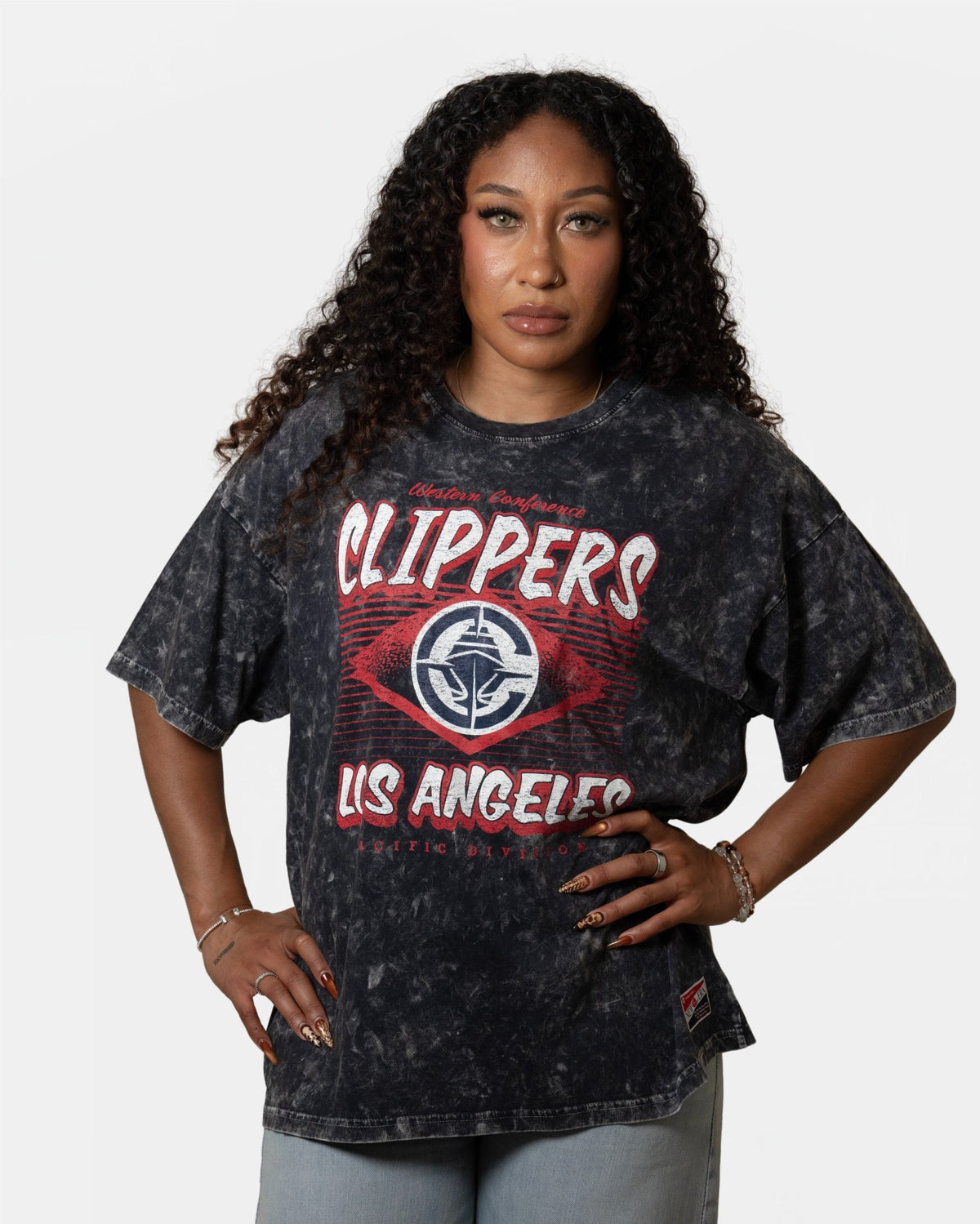 Womens Navy Mineral Wash Graphic T-Shirt - Apparel - Navy - 30-000083-XS