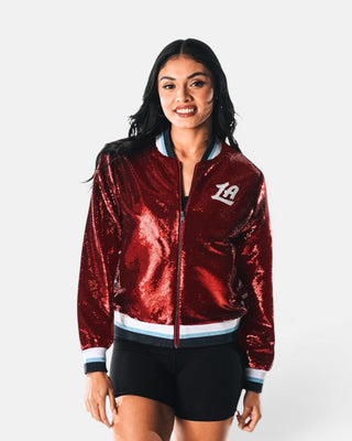 Women’s Red Sequin Varsity Jacket - Apparel - Red - 30-000081-XS