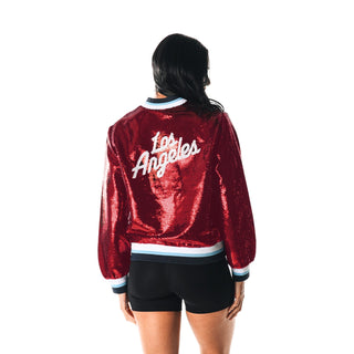 Women’s Red Sequin Varsity Jacket - LA CLIPPERS TEAM STOREThe Wild Collective30 - 000081 - XS