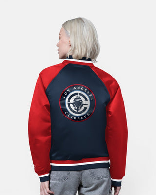 Womens Two-Tone Satin Varsity Jacket - Apparel - Navy/Red - 30-000089-XS