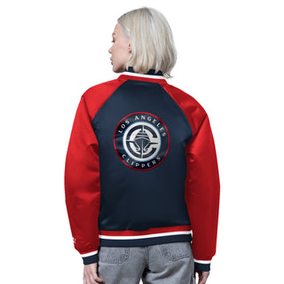 Womens Two - Tone Satin Varsity Jacket - Apparel - Navy/Red - 30 - 000089 - XS