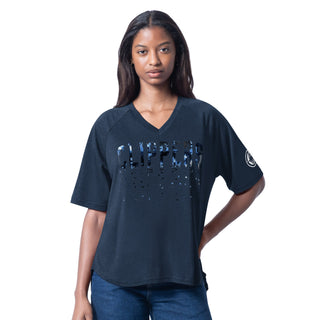 Women's V - Neck Sequin Tee - Apparel - Navy - 30-000088-XS