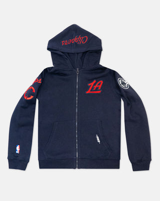 Youth LA Clippers Classic Patch Zip Hoodie - Apparel - Navy - 40-000056-S